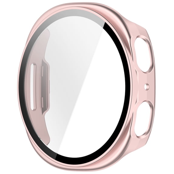 Round Smartwatch Screen Protector Case with PC Frame and Tempered Glass, Full Coverage Shockproof Protective Bumper Cover for Daily Wear, 40mm Fit