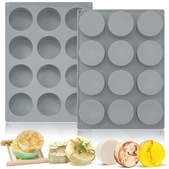 Round Soap Silicone Molds, Small Round Mold for Handmade Soap Making Shower Steamer, Bath Bombs, Chocolate, Candles
