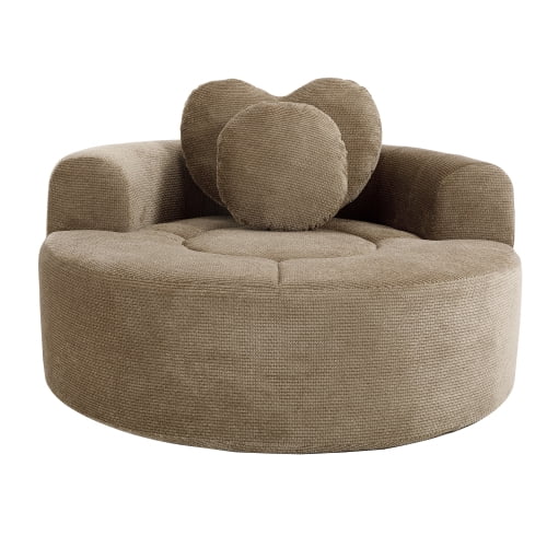Round Sofa Bed with Memory Foam, Cloud Couch Sectional for Small Living Room Apartment, No Assembly Needed, Brown