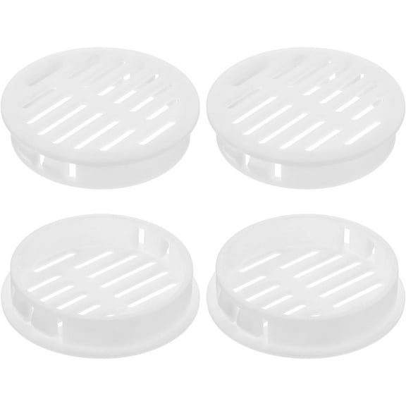 Round Soffit Vents 2 inch, 4Pcs White Plastic 50mm Soffit Vent Cover - Circular Air Vent Grille - Air Flows Easily for Bathroom Home, Office, Kitchen, Cabinet, Wardrobe