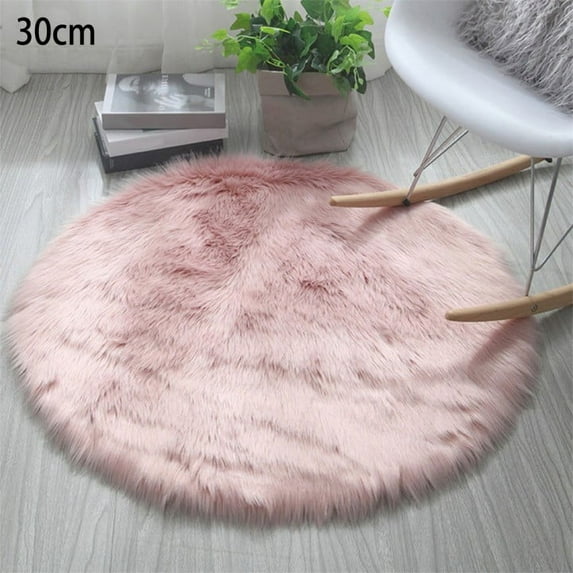 Round Soft Faux Sheepskin Fur Area Rugs Faux Fur Rug Bedside Rugs 12inch