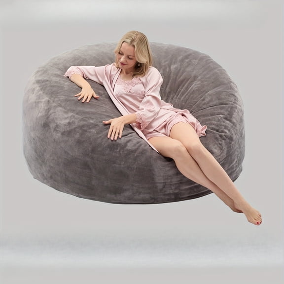 Round, Soft, and Fluffy Bean Bag Chair (Adult Size) Available in 3-Foot and 4-Foot Sizes. Features Memory Foam Filling and A Removable, Washable Cover. Perfect for The Living Room, Bedroom