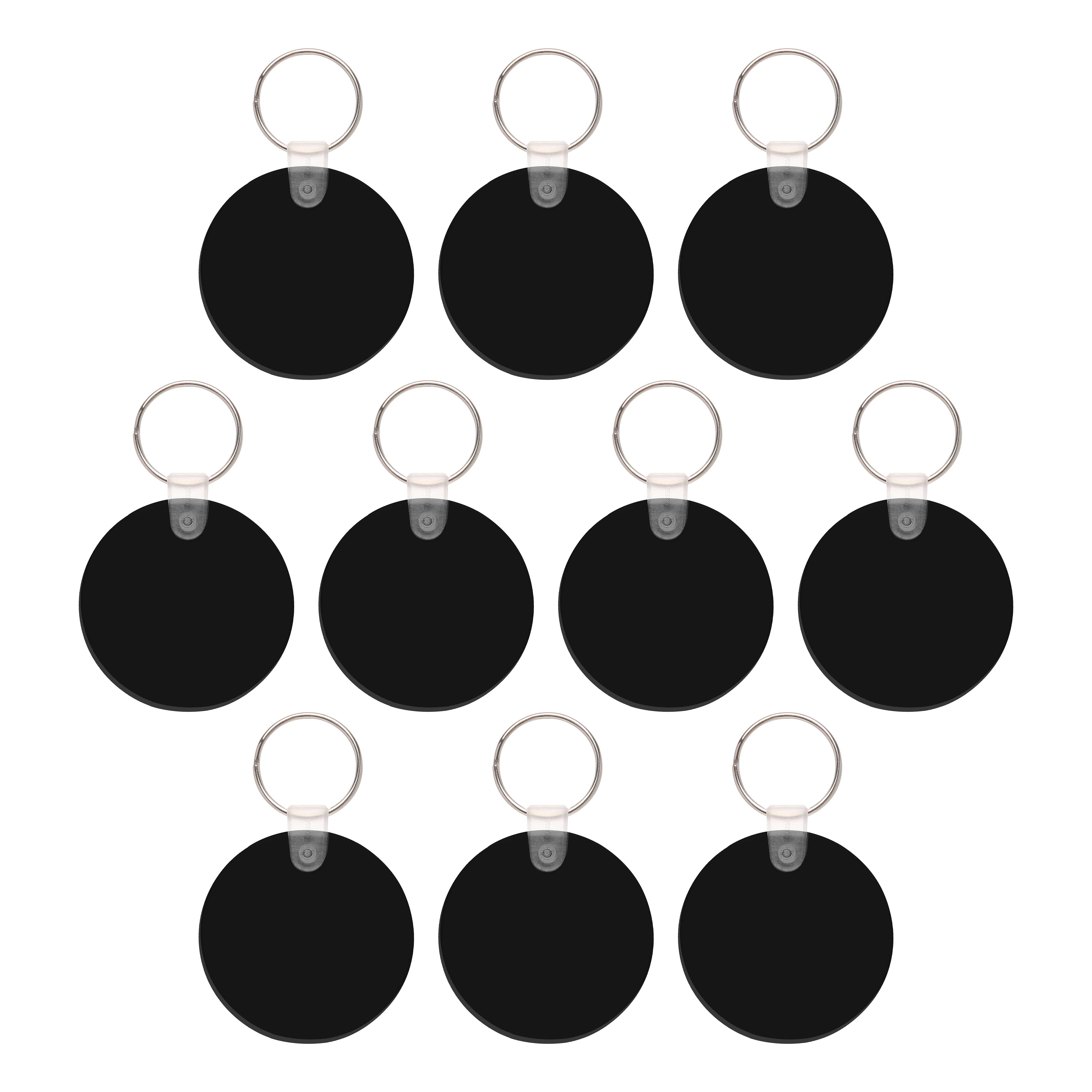Round Soft Key Tags Set of 10, Bulk Pack - Perfect for Tradeshows, Party Favors, Events - Black