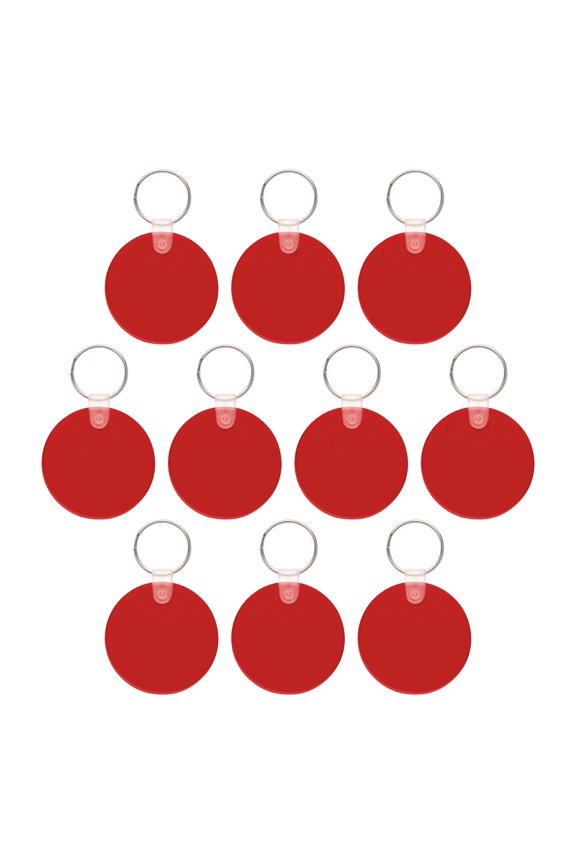 Round Soft Key Tags Set of 10, Bulk Pack - Perfect for Tradeshows, Party Favors, Events - Red