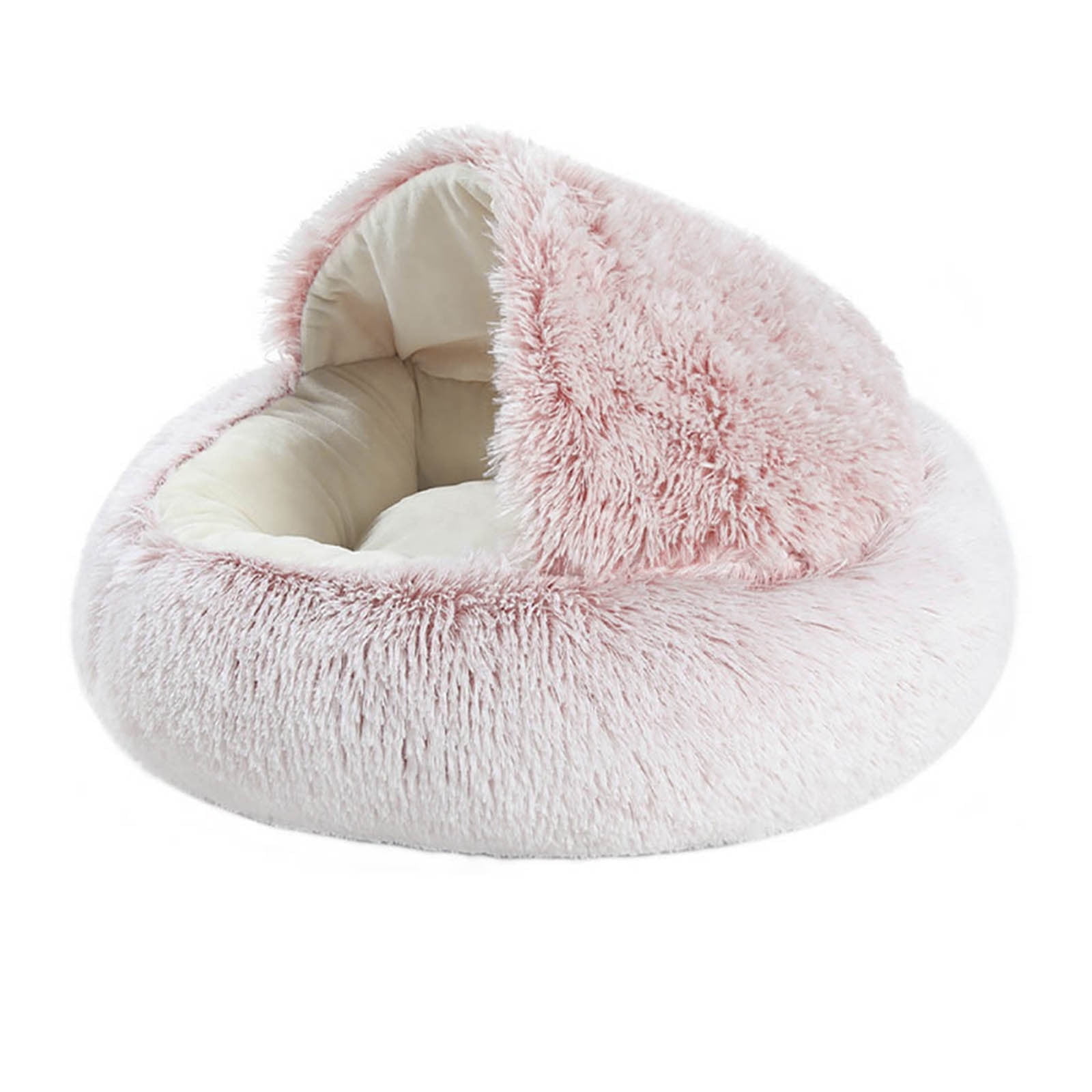 Round Soft Plush Fluffy Dog Bed - 15.75 Inch Small Dog Cave Bed Cat Bed, Pet Bed, Pet Sleeping Bed for Small Dogs & Cats, Washable Pet House Cave Bed for Indoor Kitty & Puppy