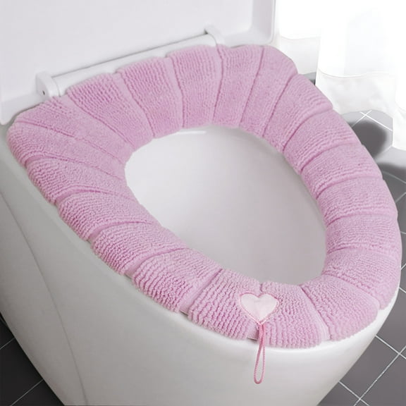 Round Soft Toilet Seat Household Four Seasons Toilet Seat Thickened With Handle Winter Toilet Ring Washable Sets Wear Knitted Toilet Seat