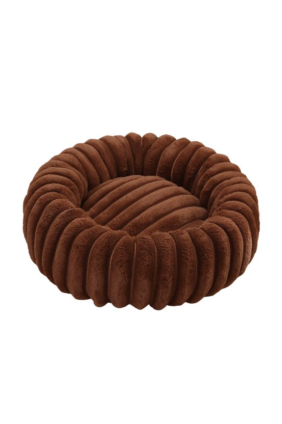 Round Soft-Touch Dog Bed for Cats and Dogs – 40 cm Black Winter Warm Carry Storage Base Stand Rack Support Kennel with Non-Slide Base and Ribbed Enclosed Style Concept