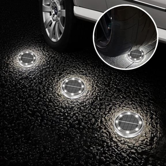 Round Solar Buried Ground Lights Waterproof Smart LED In-Ground Path Lights Energy Saving Outdoor Solar Deck Step Lighting for Garden Lawn Walkway Patio Stairs