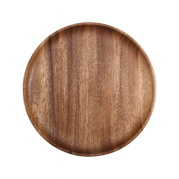 Round Solid Wood Board Whole Fruit Plate Wooden Saucer Tea Dessert Dinner Breakfast
