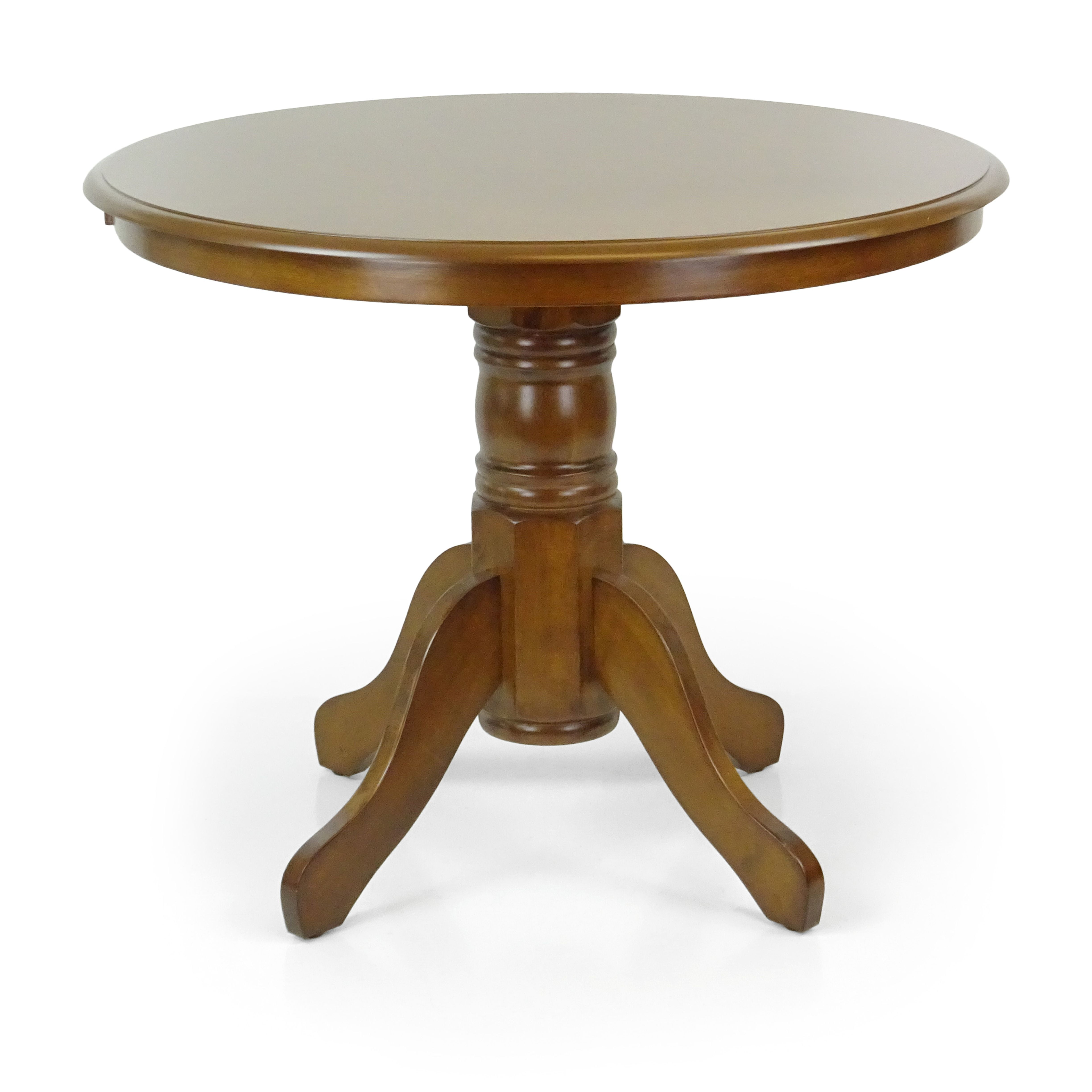 Round Solid Wood Dining Table 38.5'' D with Pedestal Base, Kitchen ...