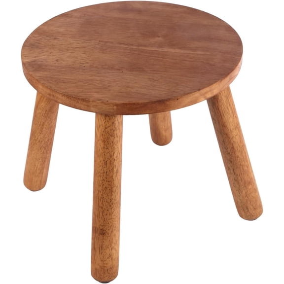 Round Solid Wooden Step Stool, Garden Stool,10''H,Plant Stool ,Wood Legs Detachable for Plant Stand, Kitchen, Bathroom,Bedroom,Livingroom (Walnut, 10inch)