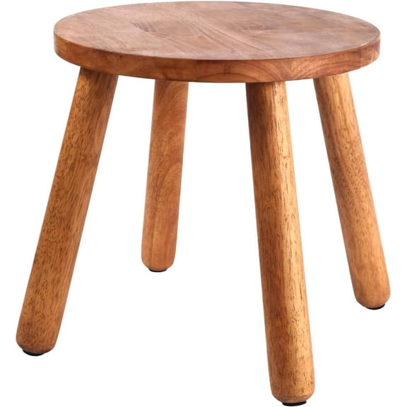 Round Solid Wooden Step Stool Garden Stool 15.8''H Stool Detachable for Stand, Kitchen, Bathroom Livingroom (Walnut, 15.8inch)