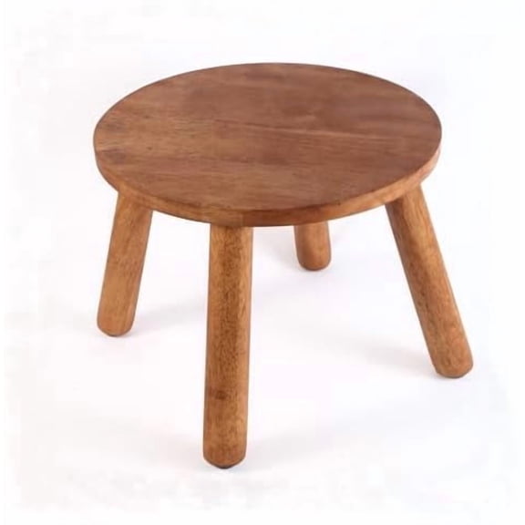 Round Solid Wooden Step Stool, Garden Stool,9.3''H,Plant Stool ,Wood Legs Detachable for Plant Stand, Kitchen, Bathroom,Bedroom,Livingroom (Walnut, 9.3inch)