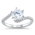 thumbnail image 1 of Round Solitaire Clear CZ Wedding Ring .925 Sterling Silver Band White Jewelry Female Size 10, 1 of 4