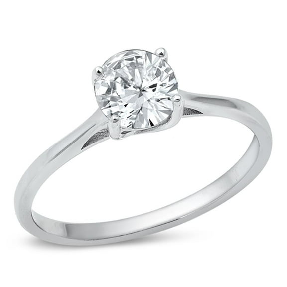 Round Solitaire Love Clear CZ Ring .925 Sterling Silver Band White Jewelry Female Size 10