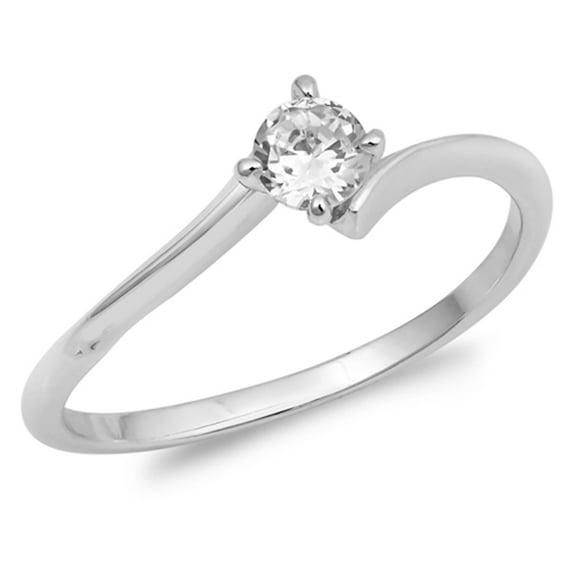 Round Solitaire White Cubic Zirconia Wholesale Ring .925 Sterling Silver Band Jewelry Female Size 4