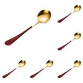 thumbnail image 1 of Round Soup Spoons Set of 6 - 6.3 Inch Stainless Steel Bouillon Spoons with Thick Handle, for Soup, Cereal, Dessert, Coffee & Tea, Modern Tableware, 1 of 6