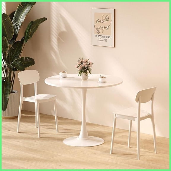 Space-Saving Modern Round Coffee Table, 31.5'' Dia, Easy-Clean MDF Top, Stable Metal Base for Small Spaces