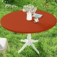 thumbnail image 1 of Round Spandex Tablecloth, Elastic Fitted Waterproof Tablecloths for 36"-44" Tables, Stretch Washable Picnic Table Cover for Camping, Dining, Indoor and Outdoor, Rust, 1 of 6