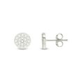thumbnail image 1 of Round Sparkling White Cubic Zirconia Dainty Disc Stud Earrings 14k White Gold Plated 925 Sterling Silver with push-backs, 1 of 6