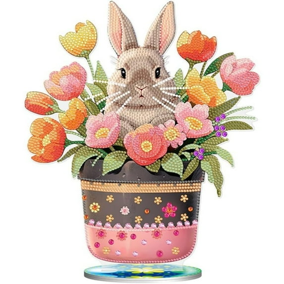 Round+Special Shape Table Top Diamond Painting Ornament Kits Easter Egg Bunny Diamond Painting Desktop Ornaments Kit Gnome Diamond Painting Desktop Decorations for Office Decor