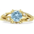 thumbnail image 1 of Round Split Shank Ring Aquamarine Cubic Zirconia Yellow Tone 925 Sterling Silver, Size 8, 1 of 7