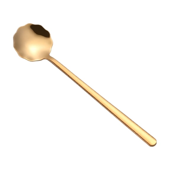 Round Spoon, Decorative Lace Edge Stainless Steel Honey Stirring Tool Bird Nest Soup Dessert Scoop Tableware Elegant Kitchen Accessory Beverage Mixing Utensil Metal Gold