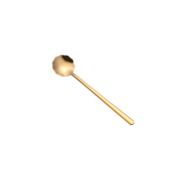 Round Spoon, Decorative Lace Edge Stainless Steel Honey Stirring Tool Bird Nest Soup Dessert Scoop Tableware Elegant Kitchen Accessory Beverage Mixing Utensil Metal Gold