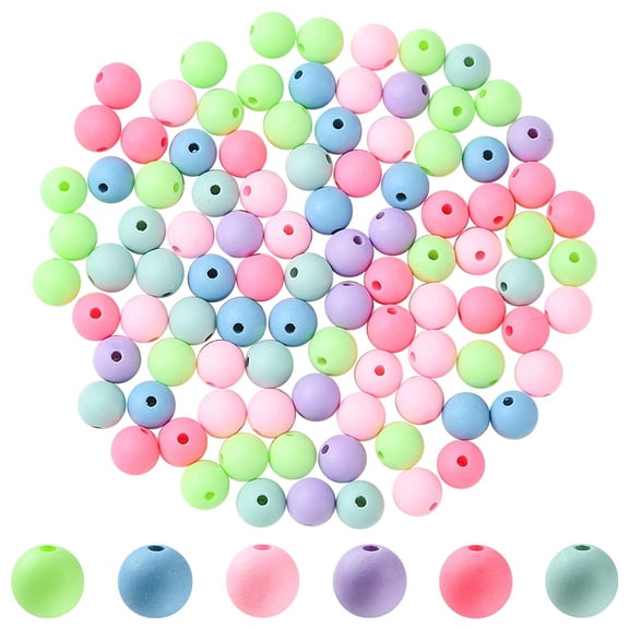 Round Spray Painted Fluorescent Acrylic Beads Mixed Color 10mm Hole: 2mm 100pcs/50g diy