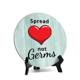 thumbnail image 1 of Round Spread Love Not Germs, Light Green Decorative Bathroom Table Sign with Acrylic Easel (5 x 5"), 1 of 3