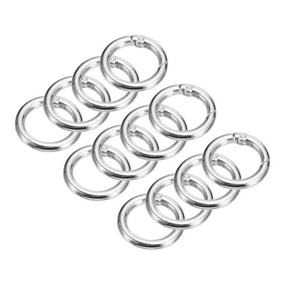 Round Spring O Rings, 12Pcs 0.9 Inch OD Trigger Buckle Snap Clips for Bags, Purses, Keyrings, Silver Tone
