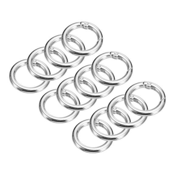 Round Spring O Rings, 20Pcs 0.9 Inch OD Trigger Buckle Snap Clips for Bags, Purses, Keyrings, Silver Tone