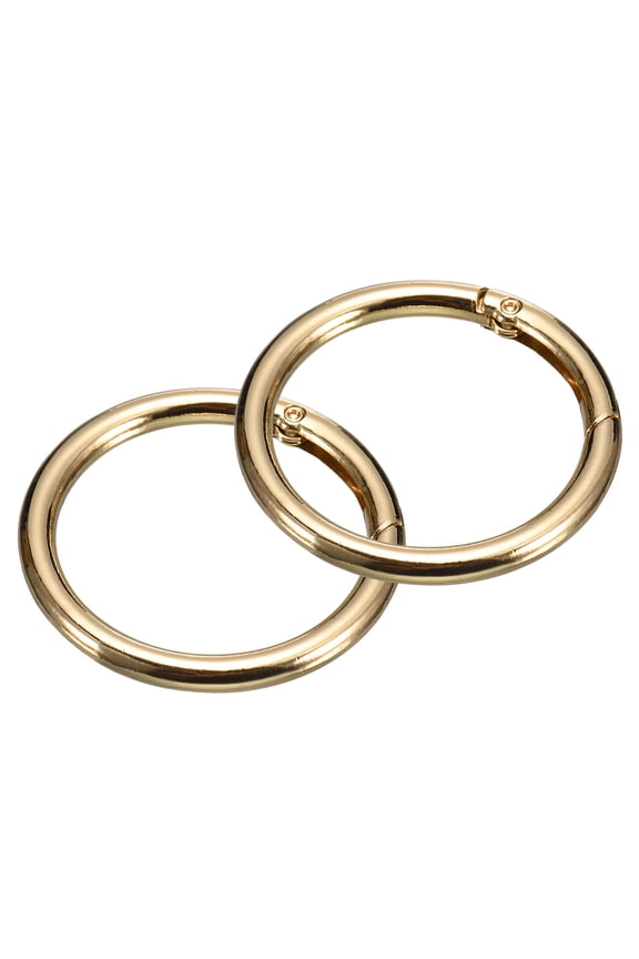 Round Spring O Rings, 2Pcs 1.85 Inch OD Trigger Buckle Snap Clips for Bags, Purses, Keyrings, Light Golden