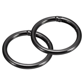 Round Spring O Rings, 2Pcs 1.85 Inch OD Trigger Buckle Snap Clips for Bags, Purses, Keyrings, Metallic Black