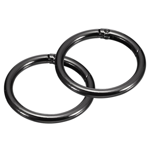 Round Spring O Rings, 2Pcs 1.85 Inch OD Trigger Buckle Snap Clips for Bags, Purses, Keyrings, Metallic Black