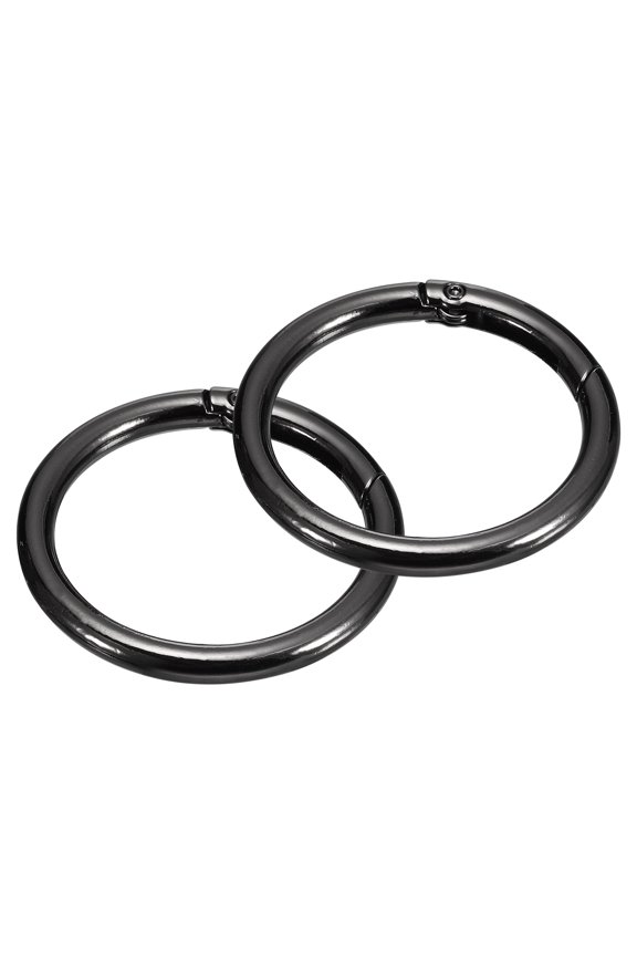 Round Spring O Rings, 2Pcs 1.85 Inch OD Trigger Buckle Snap Clips for Bags, Purses, Keyrings, Metallic Black