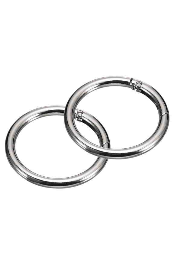 Round Spring O Rings, 2Pcs 1.85 Inch OD Trigger Buckle Snap Clips for Bags, Purses, Keyrings, Silver Tone