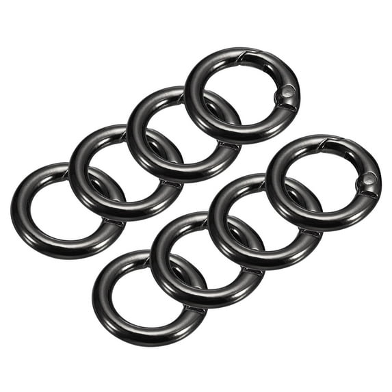 Round Spring O Rings, 8Pcs 0.75 Inch OD Trigger Buckle Snap Clips for Bags, Purses, Keyrings, Metallic Black