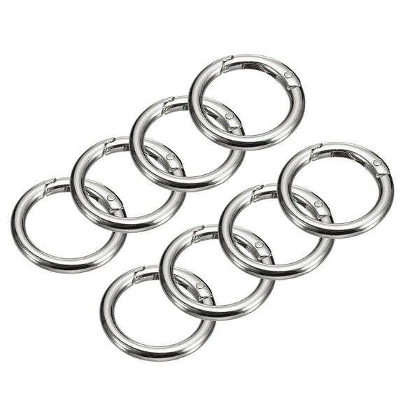 Round Spring O Rings, 8Pcs 1.3 Inch OD Trigger Buckle Snap Clips for Bags, Purses, Keyrings, Silver Tone