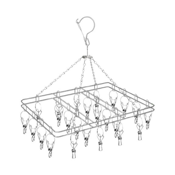 Round / Square Sock Dryer, 20 Clips Stainless Steel Laundry Drying Rack UK