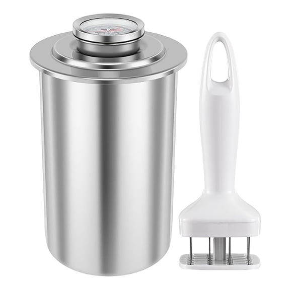 Round Stainless Meat Press Cooker, Homemade Ham Maker with Tender Meat Skewer, Large Capacity Lunch Meat Loaf Shaper for Kitchen Cooking, A New Steamer/Cooker with A Meat Tenderizer