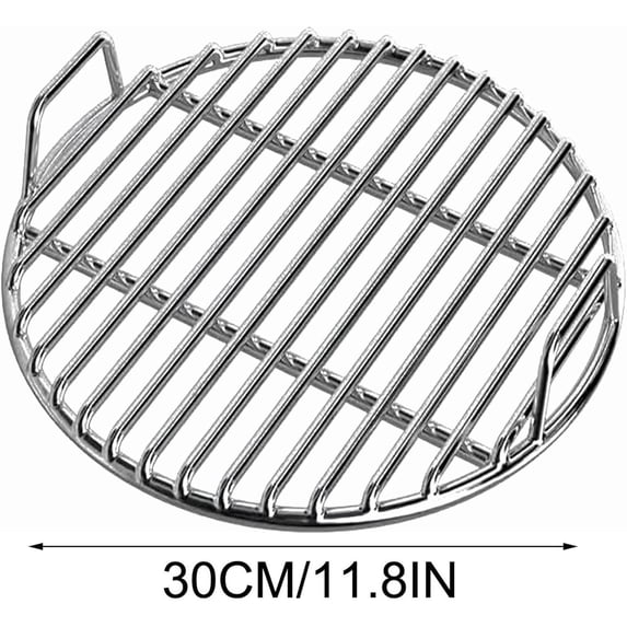Round Stainless Steel BBQ Grill Cooking Grate Grid, Mirror Polished Easy-Clean Replacement Rack for Camping, Picnic and Backyard Grilling (28–38cm)