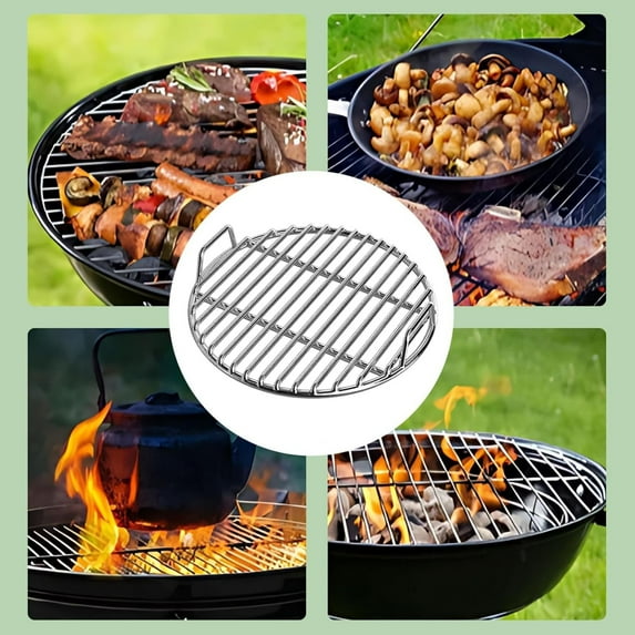 Round Stainless Steel BBQ Grill Grate Cooking Grid Baking Tray Barbecue Rack for Camping Picnic Garden Outdoor Cooking Backyard Barbecues Patio Grilling Parties