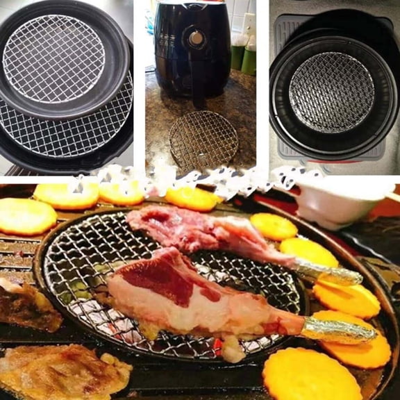 Round Stainless Steel Cooking Rack, Air Fryer Grill Mesh for Steaming Baking, Oven Safe Wire Cooling Rack with Legs for Pot Pan