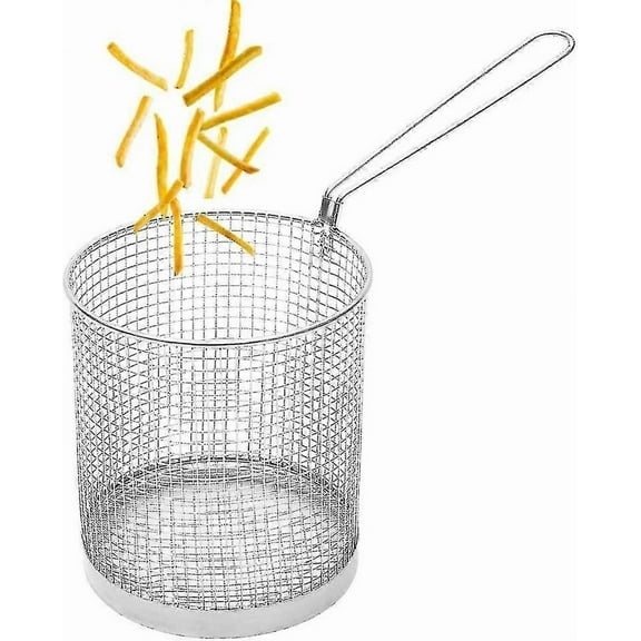 Round Stainless Steel Deep Fry Basket - French Chip Frying Serving Food