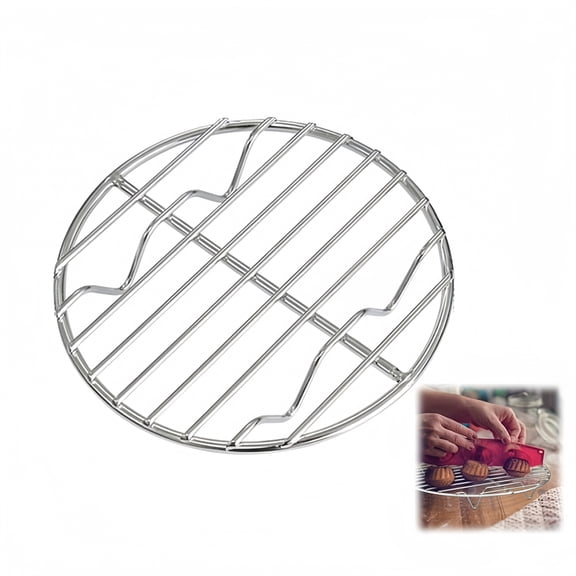 Round Stainless Steel Roasting Rack,Baking Steaming Rack,BBQ Grill Holder,20mm Mesh Foot Support for Home Kitchen Camping,Oven and Dishwasher Safe (Diameter 13cm)
