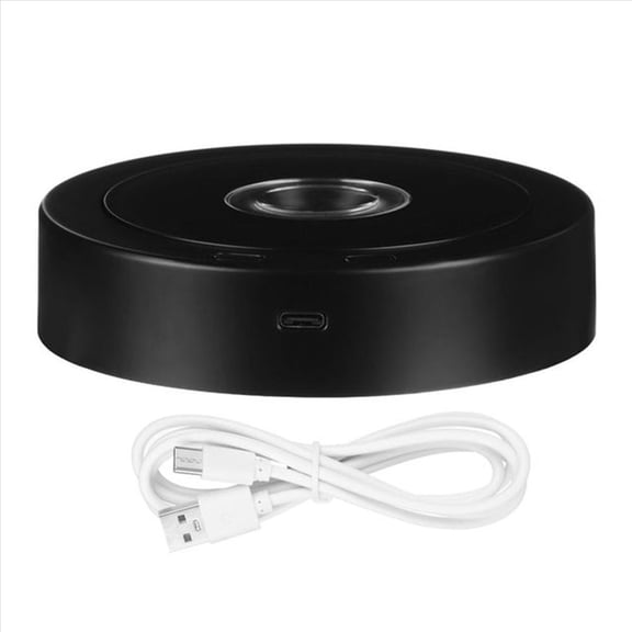 Round Stand Led Rotating Display Base for Crystals Lighted 8 Light Modes Pedestals(Black)