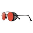 thumbnail image 1 of Round Steampunk Sunglasses Metal Frame Side Gothic Glasses for Women Red, 1 of 9