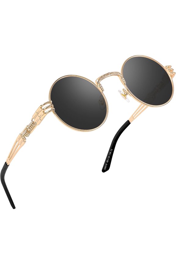 Round Steampunk Sunglasses for Women Men Circle Hippie Style Glasses Metal Frame