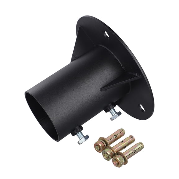 Round Steel Post Base for Chain Link Fence with Side Fixing Screws and Expansion Bolts Providing Reliable Support for Lamp and Mailbox Posts (65MM)